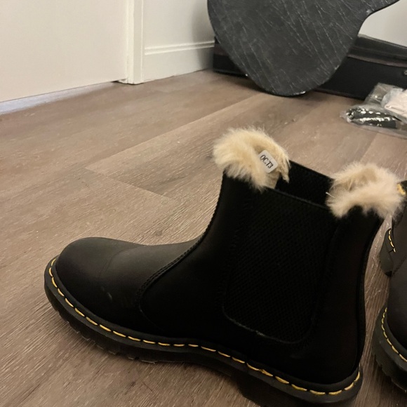 Dr. Martens Black Winter Boots with Fur Trim - Picture 2 of 4